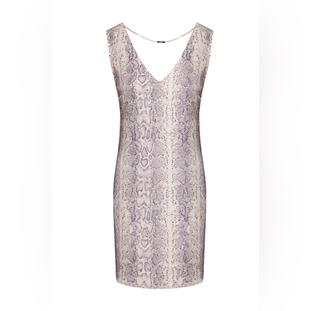 Liu Jo V-Neck Mini Dress Womens 8 Python Snake Sequin Chain Back Glam IT 44 NWOT